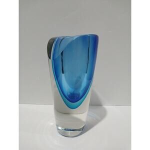 Badash Azure Murano-Style Art Glass Vase - 9.5" Tall Mouth-Blown Glass Bud Vase